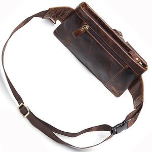 Genuine Leather Waist Packs Men Waist Bags Fanny Pack Belt Bag Phone Purse