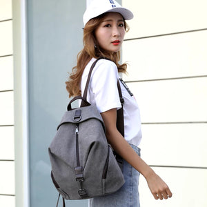 KMFFLY Brand Women Canvas Backpack Preppy Style School Lady Girl Student School Laptop Bag Top Quality Canvas Mochila Bolsas2024