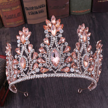 Load image into Gallery viewer, Baroque Crystal Bridal Tiaras Crowns Rhinestone Diadem Veil Tiara Headband a04