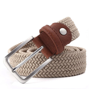 Elastic Belt For Men And For Women Waist Belt Canvas Stretch Braided Woven Leather Belt