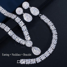 Laden Sie das Bild in den Galerie-Viewer, Luxury Cubic Zirconia Jewelry Set Women Necklace &amp;Earrings Bracelet Wedding sets - www.eufashionbags.com