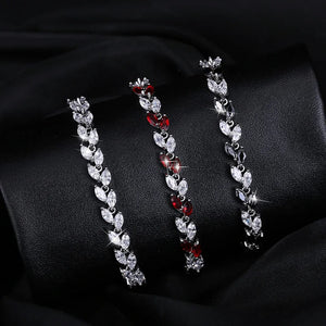 New Trendy Cubic Zirconia Jewelry Leaf Charm CZ Crystal Bracelets for Women b27