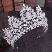 Load image into Gallery viewer, Baroque Rose Gold Color Big Rhinestone Bridal Tiaras Crown Champagne Crystal Headband