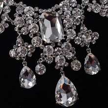 Laden Sie das Bild in den Galerie-Viewer, Large Rhinestone Water Drop Necklace Earrings bridal Jewelry Set bj21 - www.eufashionbags.com