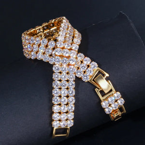 3 Row Iced Out Hip Hop Bracelets Bling Cubic Zirconia Tennis Bracelet for Men Punk Jewelry Gift