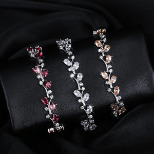 White Gold Color Handmade Crystal Rhinestone Bracelets Bangle for Women b25