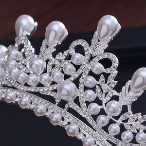Luxury CZ Pearl Princess Tiaras And Crowns Wedding Hair Accessories  a29