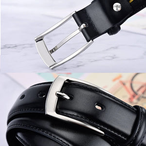 Classic Leather Belt For Men Business Cowhide Leather Belts 3.0 CM Casual Pin Buckle Belt