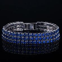 Carica l&#39;immagine nel visualizzatore di Gallery, 3 Row Round Shiny Cubic Zirconia Bracelets for Women Wedding Jewelry Gift b27