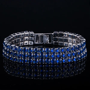 3 Row Round Shiny Cubic Zirconia Bracelets for Women Wedding Jewelry Gift b27