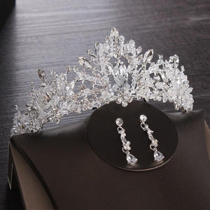 Fashion Heart Crystal Bridal Jewelry Sets Wedding Crown Earrings Choker Necklace Set bj19 - www.eufashionbags.com