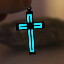 Load image into Gallery viewer, Glowing Necklace CROSS Necklace Stainless Steel Necklace Cross GLOW In The DARK Night Fluorescent Christmas Gift - www.eufashionbags.com