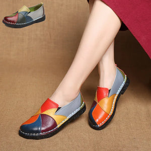 Women Shoes Flats Genuine Leather Loafers Moccasins Mixed Colorful Non Slip Shoes