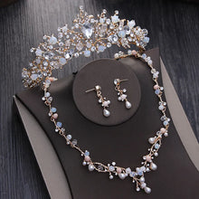 画像をギャラリービューアに読み込む, Crystal Pearl Bridal Jewelry Sets Rhinestone Crown Tiaras Necklace Earrings a60