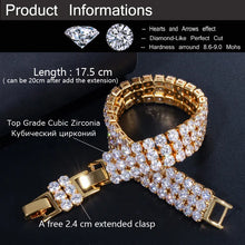 Cargar imagen en el visor de la galería, 3 Row Iced Out Hip Hop Bracelets Bling Cubic Zirconia Tennis Bracelet for Men Punk Jewelry Gift