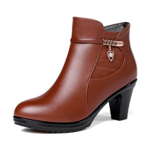 画像をギャラリービューアに読み込む, Fashion Winter Boots Plus Velvet Ankle Boots Warm High Heel Leather Snow Boots x09
