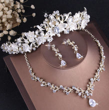 Load image into Gallery viewer, Baroque Vintage Crystal Pearl Costume Jewelry Sets Rhinestone Choker Necklace Earrings a12