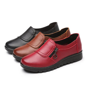 New Autumn Women's Shoes Fashion Casual Leather Flat Shoes Slip On Flats x20