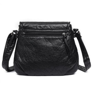 Black Small Women Messenger Bag Soft PU Leather Crossbody Bag w58