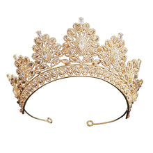 Laden Sie das Bild in den Galerie-Viewer, Baroque Vintage Gold Color Champagne Rhinestone Bridal Tiaras Crown Wedding Hair Accessories