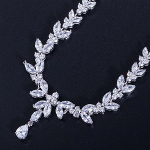 4Pcs Cubic Zircon Wedding Jewelry Sets Necklace Earrings Ring and Bracelet Dress Accessories cj02 - www.eufashionbags.com