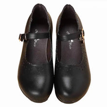 Laden Sie das Bild in den Galerie-Viewer, Spring Real Leather Shoes High Heels Round Women Wedge Nurse Shoes x07