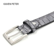 Carica l&#39;immagine nel visualizzatore di Gallery, Fashion Waist Belts Faux Crocodile Pattern With Split Leather Men Designer Belt