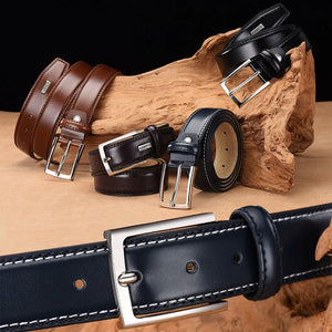 Genuine Leather Belt Fashion Real Leather Belts For Men With Single Prong Buckle Dress Cowskin Belt