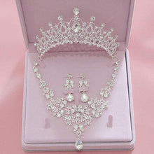 Carica l&#39;immagine nel visualizzatore di Gallery, Pink Crystal Bridal Jewelry Sets Women Princess Tiara/Crown Earring Necklace Set dc09 - www.eufashionbags.com