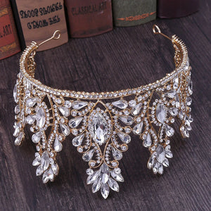 Baroque Crystal Bridal Tiaras Crowns Rhinestone Diadem Veil Tiara Headband a04
