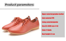 Laden Sie das Bild in den Galerie-Viewer, Women Leather Shoes Flats Loafers Genuine Leather Pigskin Lace Up Shoes
