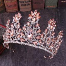 Load image into Gallery viewer, Baroque Crystal Bridal Tiaras Crowns Rhinestone Diadem Veil Tiara Headband a04