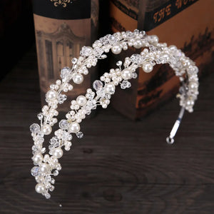 Luxury Pearl Crystal Bridal Tiaras Crown Crystal-manmade Diadem Hairband a65