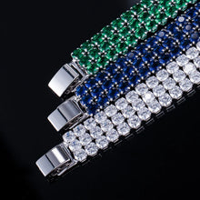 Laden Sie das Bild in den Galerie-Viewer, 3 Row Round Shiny Cubic Zirconia Bracelets for Women Wedding Jewelry Gift b27