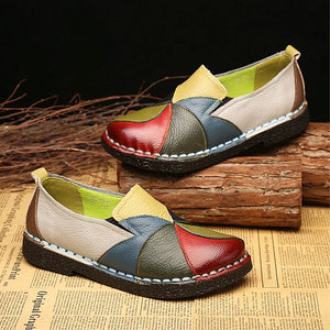Women Shoes Flats Genuine Leather Loafers Moccasins Mixed Colorful Non Slip Shoes