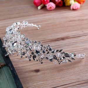 New white pink beads bridal crowns handmade tiara bride headband crystal rhinestone diadem queen crown wedding hair accessories