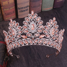 Load image into Gallery viewer, Baroque Rose Gold Color Big Rhinestone Bridal Tiaras Crown Champagne Crystal Headband
