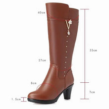 Carica l&#39;immagine nel visualizzatore di Gallery, Winter Knee High Boots Warm Wool Fur Shoes Women High Heels Soft Leather Boots x15