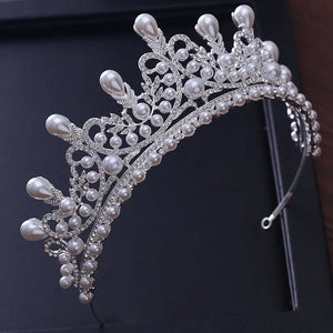 Luxury CZ Pearl Princess Tiaras And Crowns Wedding Hair Accessories  a29