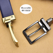 画像をギャラリービューアに読み込む, Men&#39;s Leather Reversible Belt Classic Fashion Business Dress Dot Belts With Rotated Buckle
