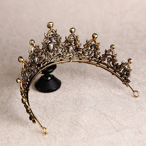Black Red Crystal Heart Bridal Tiaras Crown Rhinestone Diadem Pageant Veil Tiara Headband A93