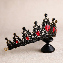 Load image into Gallery viewer, Black Red Crystal Heart Bridal Tiaras Crown Rhinestone Diadem Pageant Veil Tiara Headband A93