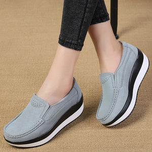 Women's Genuine Leather Shoes  Platform Moccasins Flats Loafers