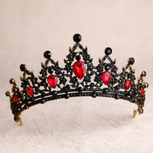 Load image into Gallery viewer, Black Red Crystal Heart Bridal Tiaras Crown Rhinestone Diadem Pageant Veil Tiara Headband A93