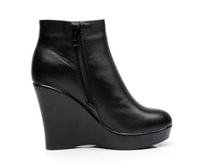 Charger l&#39;image dans la galerie, Genuine Leather Winter Boots Women Ankle Boots Wedges Shoes q382