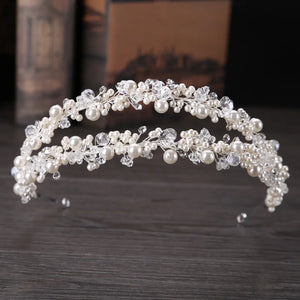 Luxury Pearl Crystal Bridal Tiaras Crown Crystal-manmade Diadem Hairband a65