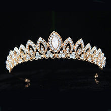 Load image into Gallery viewer, Gold Color Crystal Headpiece Tiara Rhinestone Zircon Crown Wedding Hair Jewelry dc17 - www.eufashionbags.com
