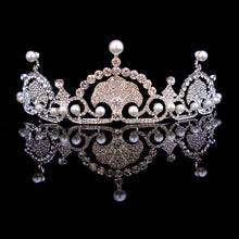 Load image into Gallery viewer, Kate&amp; William Royal Rhinestone Crystal Wedding Hair Crown Tiara Hair Jewelry a51
