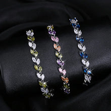 Carica l&#39;immagine nel visualizzatore di Gallery, New Trendy Cubic Zirconia Jewelry Leaf Charm CZ Crystal Bracelets for Women b27