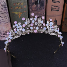 Load image into Gallery viewer, Baroque Crystal Tiaras Crowns Pageant Prom Rhinestone Veil Tiara Headbands a17